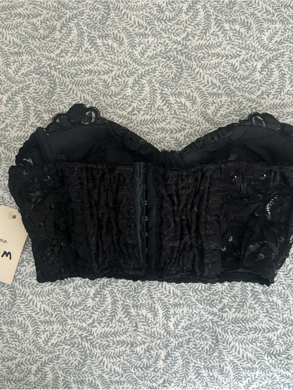 Black Sequin Lace Bustier Top - Women Intimates & Sleepwear - Picture 2 of 3
